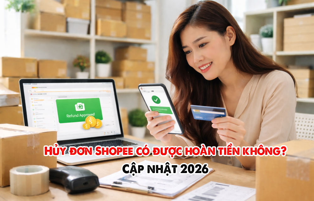 Hủy đơn Shopee có được hoàn tiền không? Cập nhật 2026