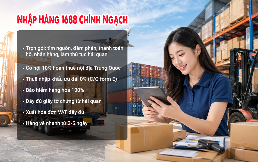 Nhập hàng 1688 chính ngạch có hóa đơn, an toàn trọn gói
