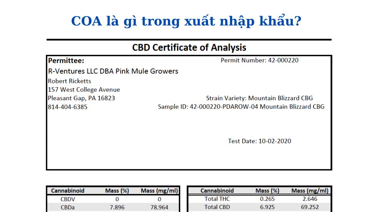 COA là gì trong xuất nhập khẩu