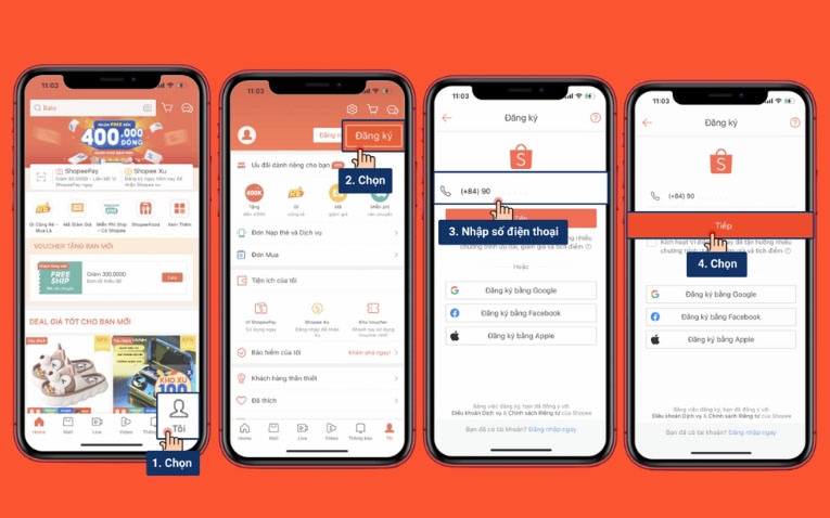 Tạo tài khoản Shopee