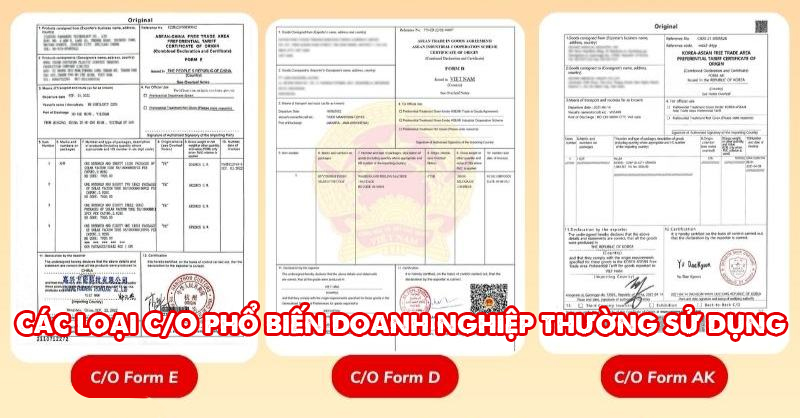 Các loại C/O phổ biến doanh nghiệp thường sử dụng