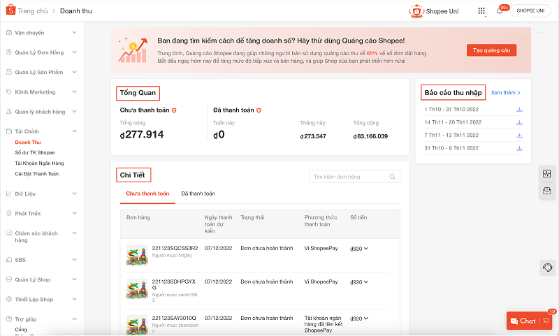 Cách kiểm tra phí bán hàng trên Shopee đơn giản