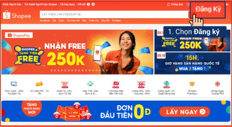 Hướng dẫn tạo tài khoản Shopee trên máy tính