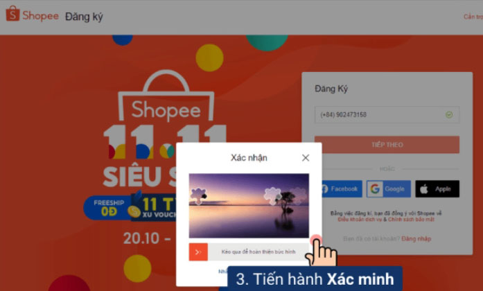 Hướng dẫn tạo tài khoản Shopee trên máy tính