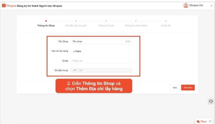 Hướng dẫn cách tạo gian hàng Shopee