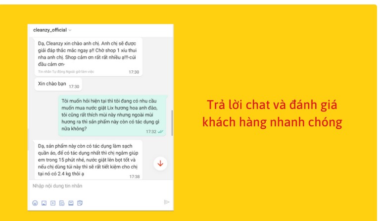 Trả lời chat và đánh giá khách hàng nhanh chóng