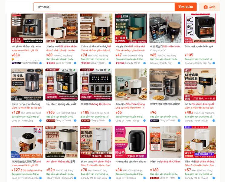 Nguồn nhập nồi chiên không dầu Trung Quốc uy tín