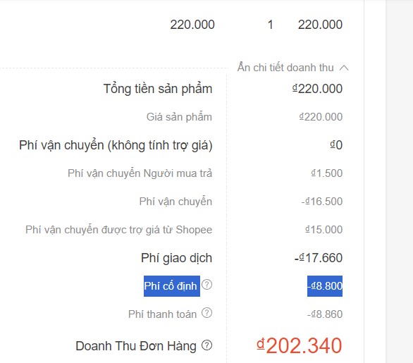 Phí cố định Shopee