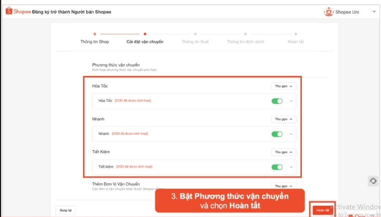 Quy trình các bước bán hàng trên shopee