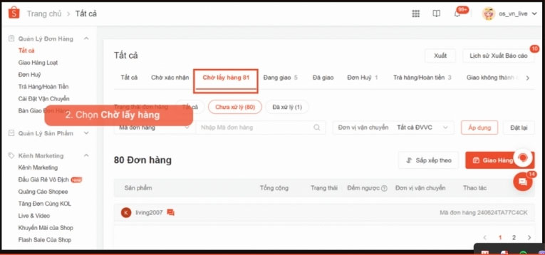 Quy trình xử lý đơn hàng Shopee