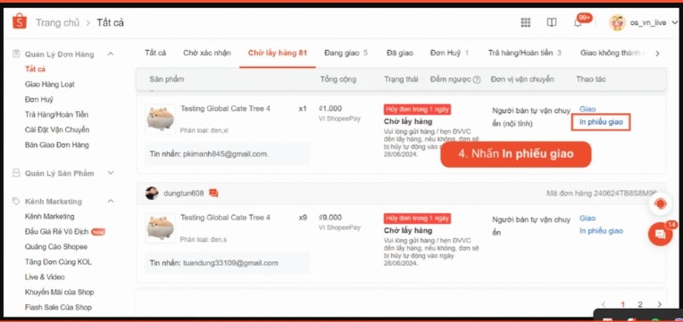 Quy trình xử lý đơn hàng Shopee