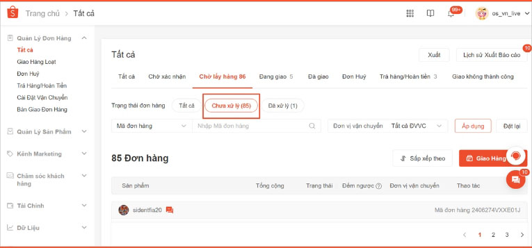 Quy trình xử lý đơn hàng Shopee