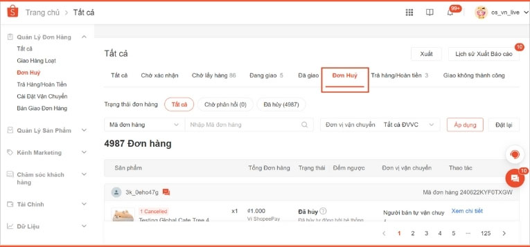 Quy trình xử lý đơn hàng Shopee