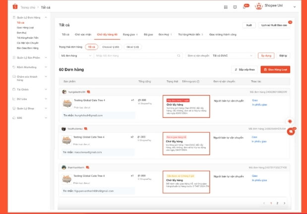 Quy trình xử lý đơn hàng Shopee