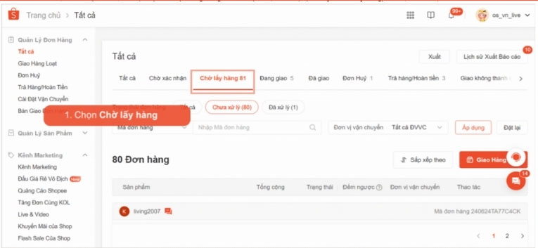 Quy trình xử lý đơn hàng Shopee