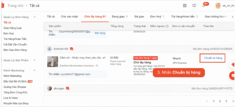 Quy trình xử lý đơn hàng Shopee