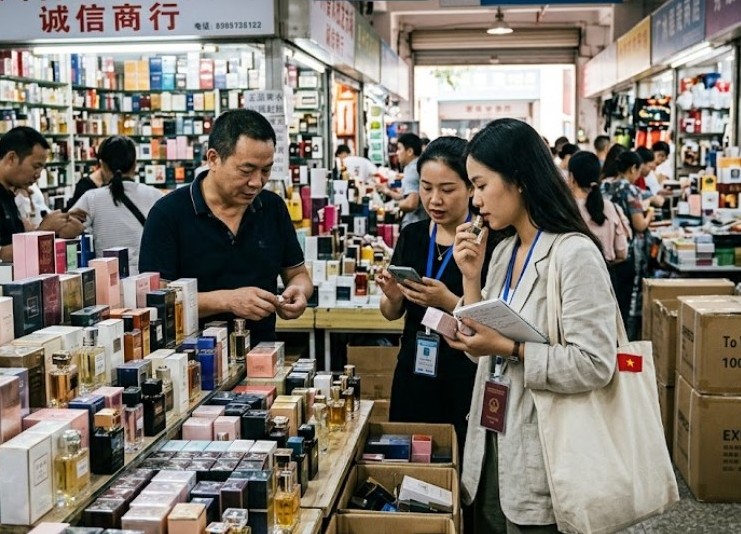 Sang trực tiếp các chợ đầu mối Quảng Châu Trung Quốc để nhập nguồn nước hoa