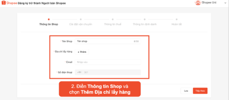 Hướng dẫn setup gian hàng Shopee mới nhất