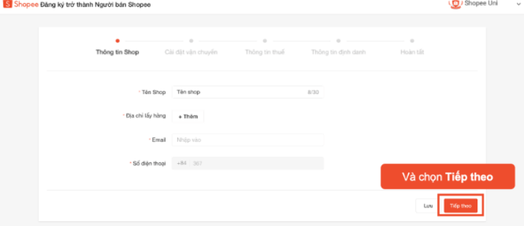 Hướng dẫn setup gian hàng Shopee mới nhất