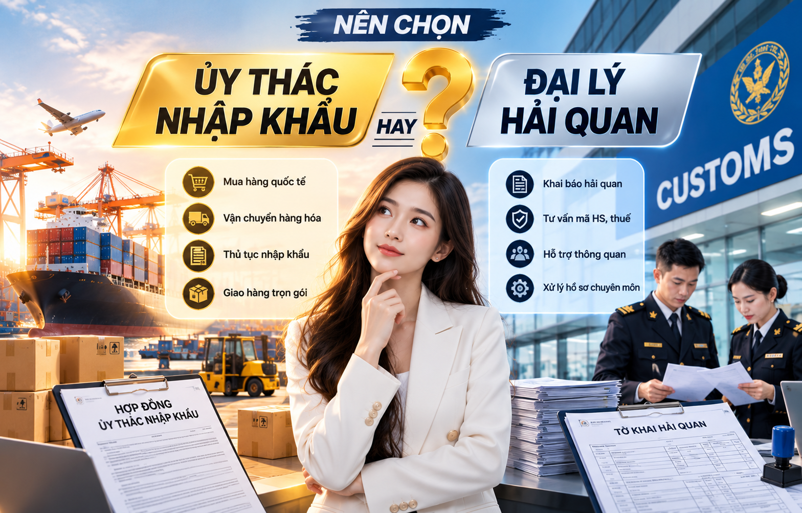 So sánh ủy thác nhập khẩu và đại lý hải quan