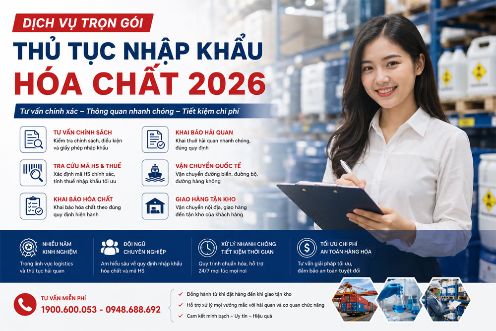 Dịch vụ làm thủ tục nhập khẩu hóa chất trọn gói tại Hoa Nam Logistics