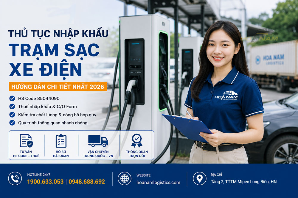 Thủ tục nhập khẩu trạm sạc xe điện: HS code, thuế, kiểm định mới nhất