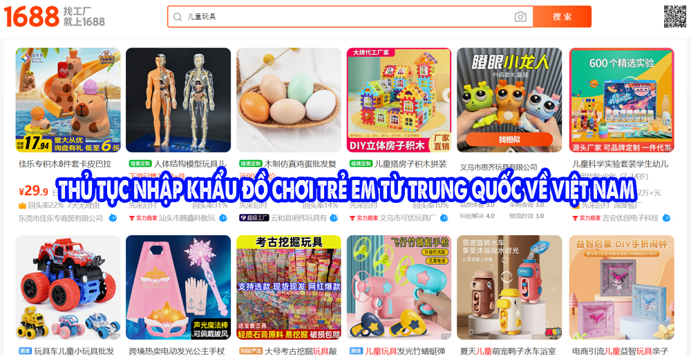 Thủ tục nhập khẩu đồ chơi trẻ em từ Trung Quốc về Việt Nam